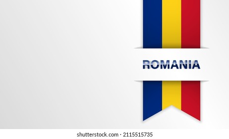 EPS10 Vector Patriotic background with Romania flag colors and written with reflection. An element of impact for the use you want to make of it.