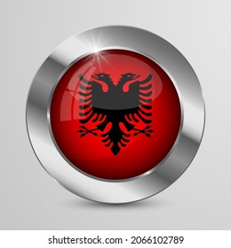 Botón Patriótico del vector EPS10 con los colores de la bandera de Albania. Un elemento de impacto para el uso que desea hacer de él.