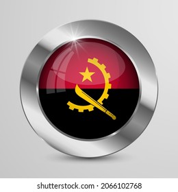 Botón Patriótico del vector EPS10 con colores de bandera de Angola. Un elemento de impacto para el uso que desea hacer de él.