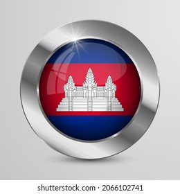 Botón Patriótico del vector EPS10 con colores de bandera de Camboya. Un elemento de impacto para el uso que desea hacer de él.