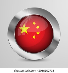 Botón Patriótico del vector EPS10 con colores de bandera de China. Un elemento de impacto para el uso que desea hacer de él.