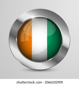 Botón Patriótico del vector EPS10 con colores de bandera marfileña. Un elemento de impacto para el uso que desea hacer de él.