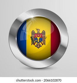 Botón Patriótico del vector EPS10 con colores de bandera de Moldavia. Un elemento de impacto para el uso que desea hacer de él.