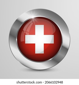 EPS10 Vector Patriotic Button with Switzerland flag colors. An element of impact for the use you want to make of it.