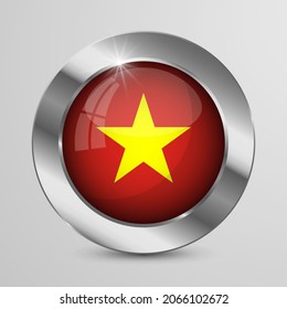 Botón Patriótico del vector EPS10 con colores de bandera de Vietnam. Un elemento de impacto para el uso que desea hacer de él.