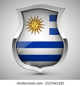 EPS10 Vector Patriotic shield with flag of Uruguay. An element of impact for the use you want to make of it.