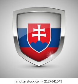 EPS10 Vector Patriotic shield with flag of Slovakia. An element of impact for the use you want to make of it.