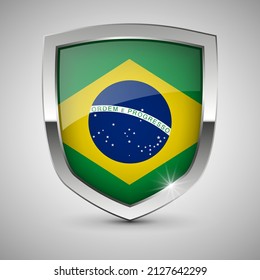 EPS10 Vector Patriotic shield with flag of Brazil. An element of impact for the use you want to make of it.