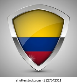 EPS10 Vector Patriotic shield with flag of Colombia. An element of impact for the use you want to make of it.