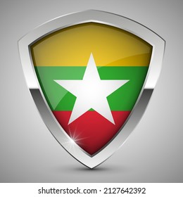 EPS10 Vector Patriotic shield with flag of Myanmar. An element of impact for the use you want to make of it.
