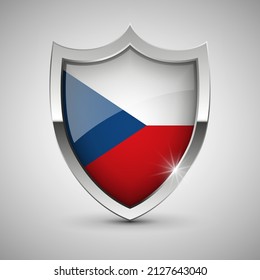 EPS10 Vector protector patriótico con bandera de la República Checa. Un elemento de impacto para el uso que desea hacer de él.