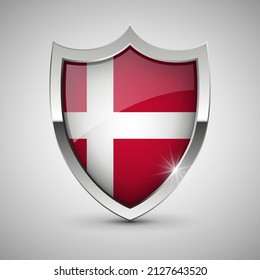 EPS10 Vector protector patriótico con bandera de Dinamarca. Un elemento de impacto para el uso que desea hacer de él.