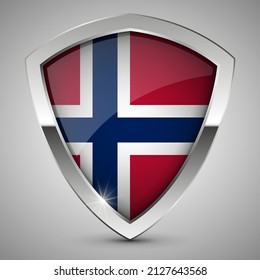 EPS10 Vector Patriotic Schild mit Flagge von Norwegen. Ein Effekt für die Verwendung, die Sie daraus machen wollen.