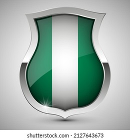 EPS10 Vector Patriotic shield with flag of Nigeria. An element of impact for the use you want to make of it.