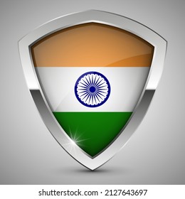 EPS10 Vector Patriotic shield with flag of India. An element of impact for the use you want to make of it.