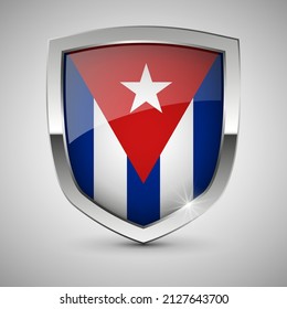 EPS10 Vector escudo patriótico con bandera de Cuba. Un elemento de impacto para el uso que desea hacer de él.