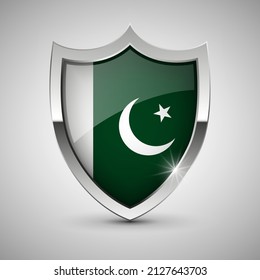 EPS10 Vector Protector Patriótico con bandera de Pakistán. Un elemento de impacto para el uso que desea hacer de él.