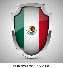 EPS10 Vector Patriotic shield with flag of Mexico. An element of impact for the use you want to make of it.