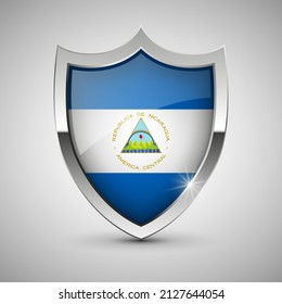 EPS10 Vector Patriotic Schild mit Flagge von Nicaragua. Ein Effekt für die Verwendung, die Sie daraus machen wollen.