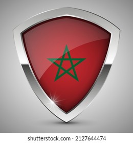 EPS10 Vector Patriotic shield with flag of Morocco. An element of impact for the use you want to make of it.