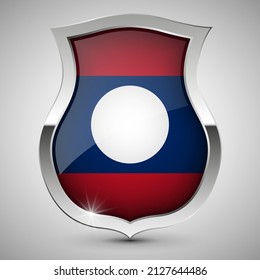 EPS10 Vector Patriotic shield with flag of Laos. An element of impact for the use you want to make of it.