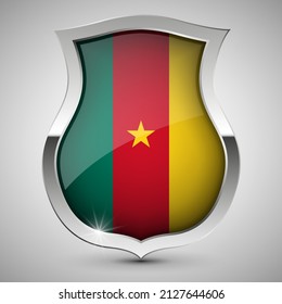 EPS10 Vector Patriotic shield with flag of Cameroon. An element of impact for the use you want to make of it.