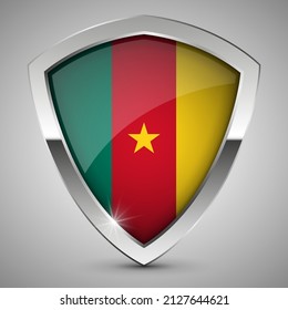 EPS10 Vector Patriotic shield with flag of Cameroon. An element of impact for the use you want to make of it.