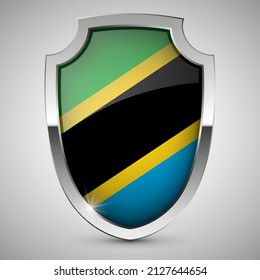 EPS10 Vector Patriotic Schild mit Flagge von Tansania. Ein Effekt für die Verwendung, die Sie daraus machen wollen.