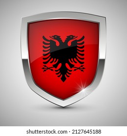 EPS10 Vector Patriotic shield with flag of Albania. An element of impact for the use you want to make of it.