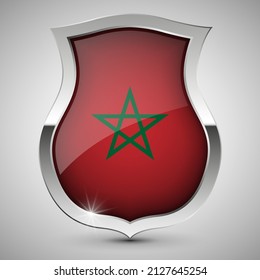 EPS10 Vector Patriotic shield with flag of Morocco. An element of impact for the use you want to make of it.