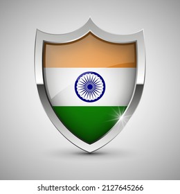 EPS10 Vector Patriotic Shield With Flag Of India. An Element Of Impact For The Use You Want To Make Of It.