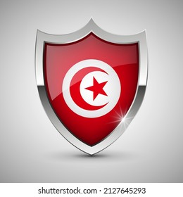 EPS10 Vector Patriotic shield with flag of Tunisia. An element of impact for the use you want to make of it.