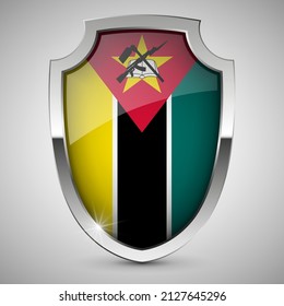 EPS10 Vector Patriotic shield with flag of Mozambique. An element of impact for the use you want to make of it.