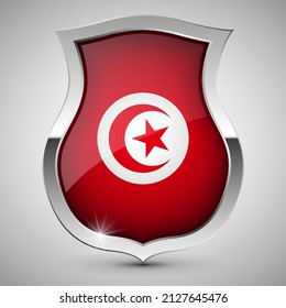 EPS10 Vector Patriotic shield with flag of Tunisia. An element of impact for the use you want to make of it.
