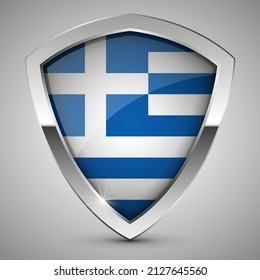 EPS10 Vector protector patriótico con bandera de Grecia. Un elemento de impacto para el uso que desea hacer de él.