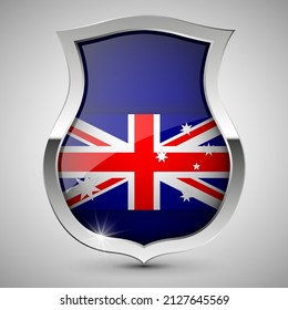 EPS10 Vector protector patriótico con bandera de Australia. Un elemento de impacto para el uso que desea hacer de él.