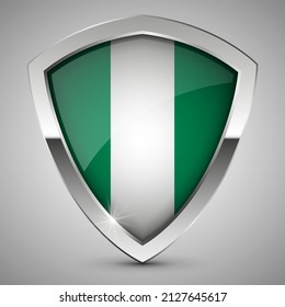 EPS10 Vector Patriotic shield with flag of Nigeria. An element of impact for the use you want to make of it.