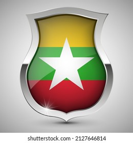 EPS10 Vector Patriotic shield with flag of Myanmar. An element of impact for the use you want to make of it.