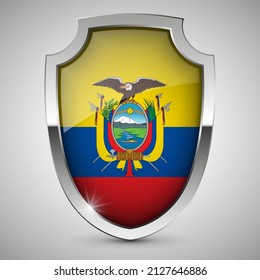 EPS10 Vector Patriotic shield with flag of Ecuador. An element of impact for the use you want to make of it.