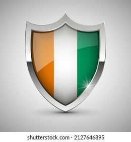 EPS10 Vector Patriotic shield with flag of IvoryCoast. An element of impact for the use you want to make of it.