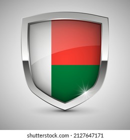 EPS10 Vector Patriotic shield with flag of Madagascar. An element of impact for the use you want to make of it.