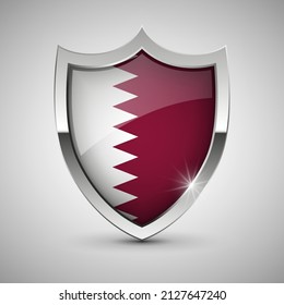 EPS10 Vector Patriotic Shield With Flag Of Qatar. An Element Of Impact For The Use You Want To Make Of It.