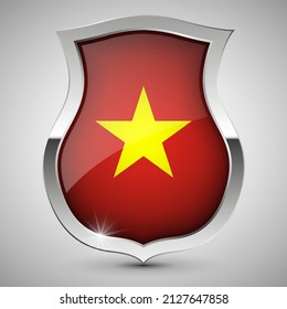 EPS10 Vector Patriotic shield with flag of Vietnam. An element of impact for the use you want to make of it.