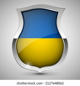 EPS10 Vector protector patriótico con bandera de Ucrania. Un elemento de impacto para el uso que desea hacer de él.