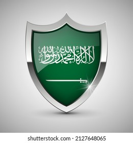 EPS10 Vector Patriotic shield with flag of SaudiArabia. An element of impact for the use you want to make of it.