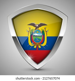 EPS10 Vector escudo patriótico con bandera de Ecuador. Un elemento de impacto para el uso que desea hacer de él.