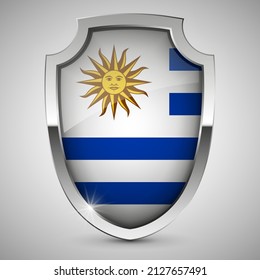 EPS10 Vector escudo patriótico con bandera de Uruguay. Un elemento de impacto para el uso que desea hacer de él.