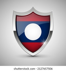 EPS10 Vector Patriotic shield with flag of Laos. An element of impact for the use you want to make of it.