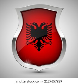 EPS10 Vector Patriotic shield with flag of Albania. An element of impact for the use you want to make of it.
