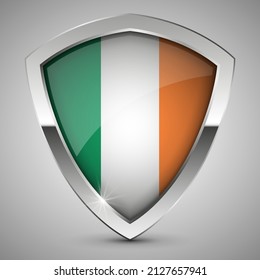 EPS10 Vector Patriotic Schild mit Flagge von Irland. Ein Effekt für die Verwendung, die Sie daraus machen wollen.